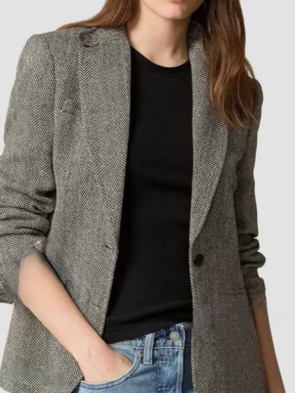 Ann Taylor Herringbone Blazer | Grey | Size 0 | NWOT
